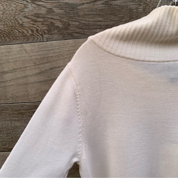Eileen Fisher Sweater Womens L Merino Wool Tunic Long Sleeve Mock Ivory Cream - Picture 10 of 16